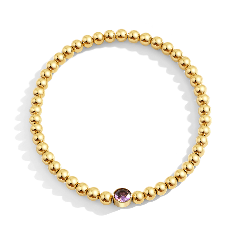 Gold Beaded Bubble Birthstone Bracelet