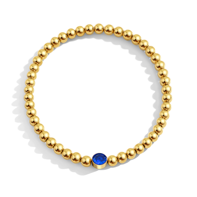 Gold Beaded Bubble Birthstone Bracelet