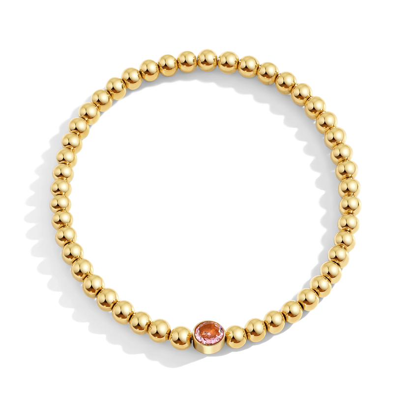 Gold Beaded Bubble Birthstone Bracelet