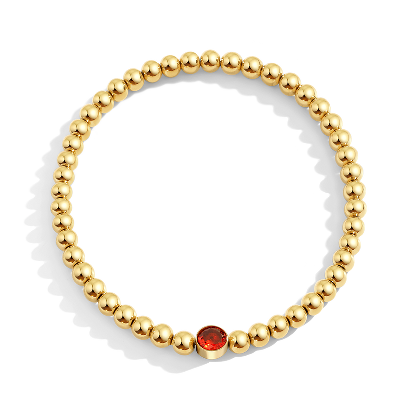 Gold Beaded Bubble Birthstone Bracelet