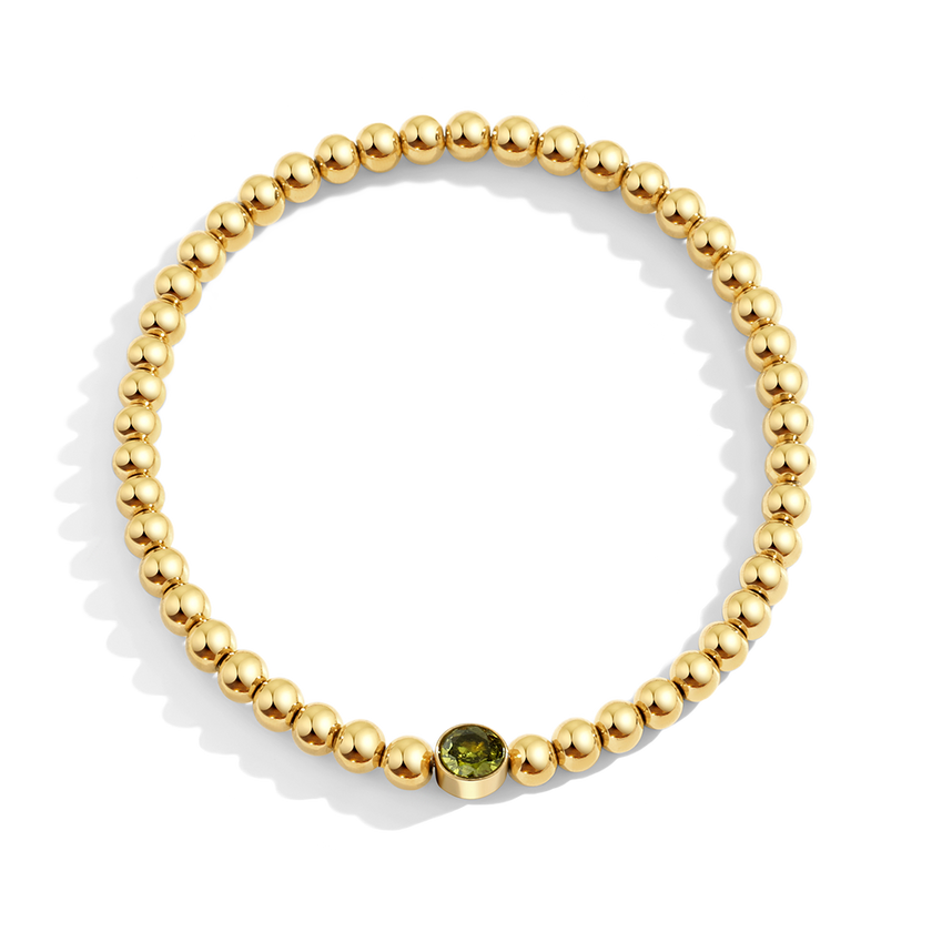 Gold Beaded Bubble Birthstone Bracelet