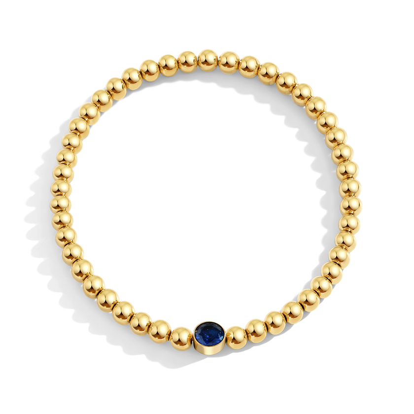 Gold Beaded Bubble Birthstone Bracelet