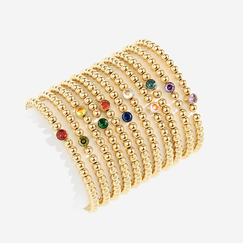 Gold Beaded Bubble Birthstone Bracelet