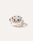 Floral Multicolour Amber Cuff Ring