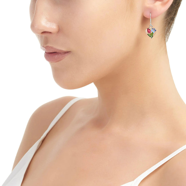 Mixed Flower Heart Drop Earrings