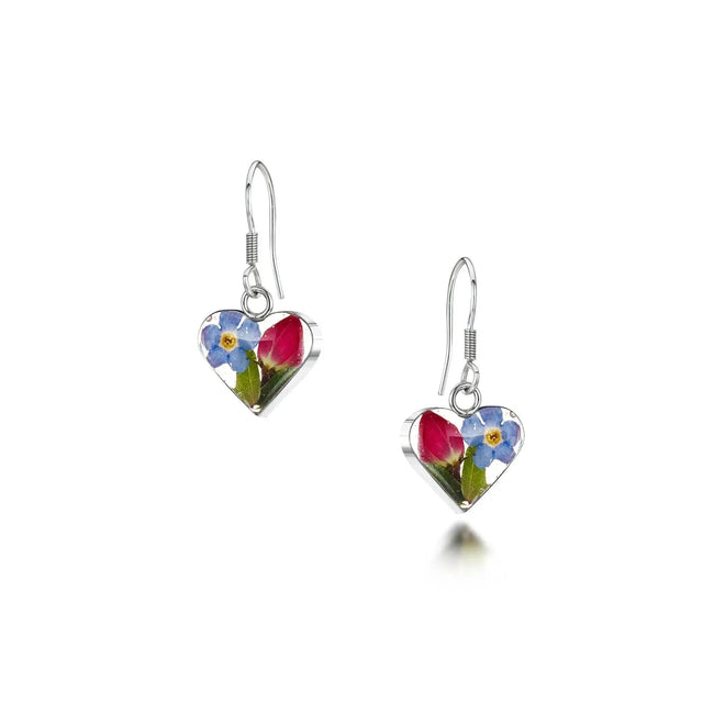 Mixed Flower Heart Drop Earrings