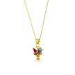 Mixed Flower Small Heart Pendant Necklace - Gold plated Silver