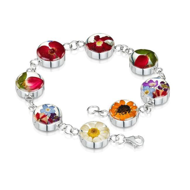 Multi Flower Round Charm Bracelet