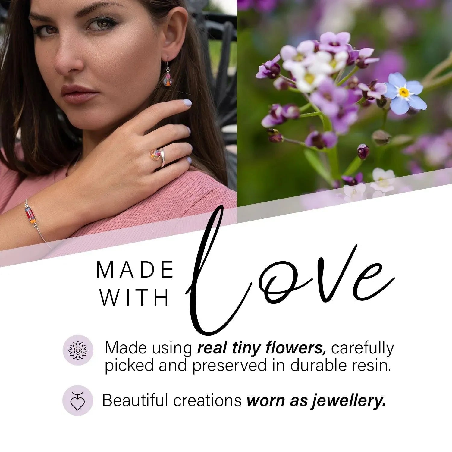 Mixed Flower & Poppy Oval Pendant Necklace