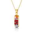 Mixed Flower & Poppy Oval Pendant Necklace