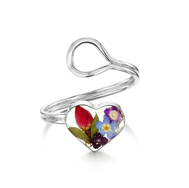 Mixed Flower Heart Ring - Adjustable