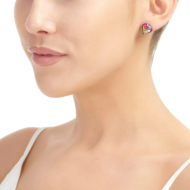 Mixed Flower Heart Stud Earrings