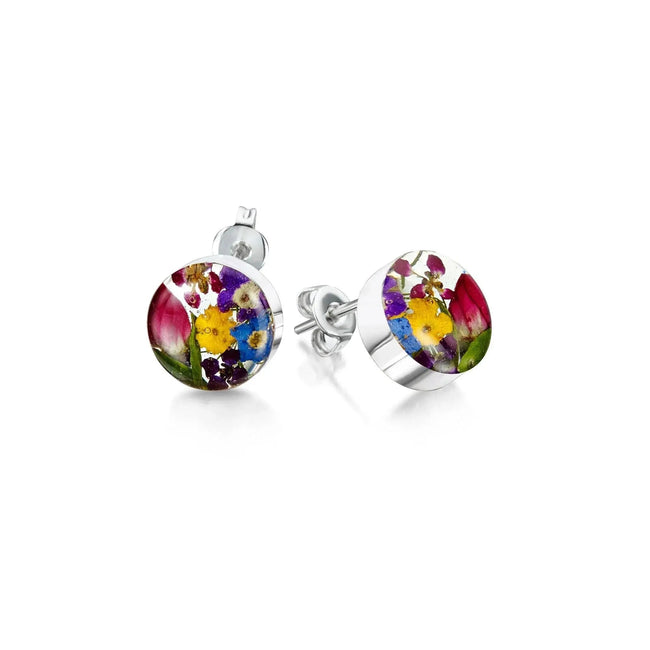 Mixed Flower Round Stud Earrings