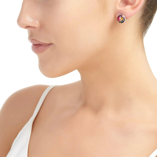 Mixed Flower Round Stud Earrings