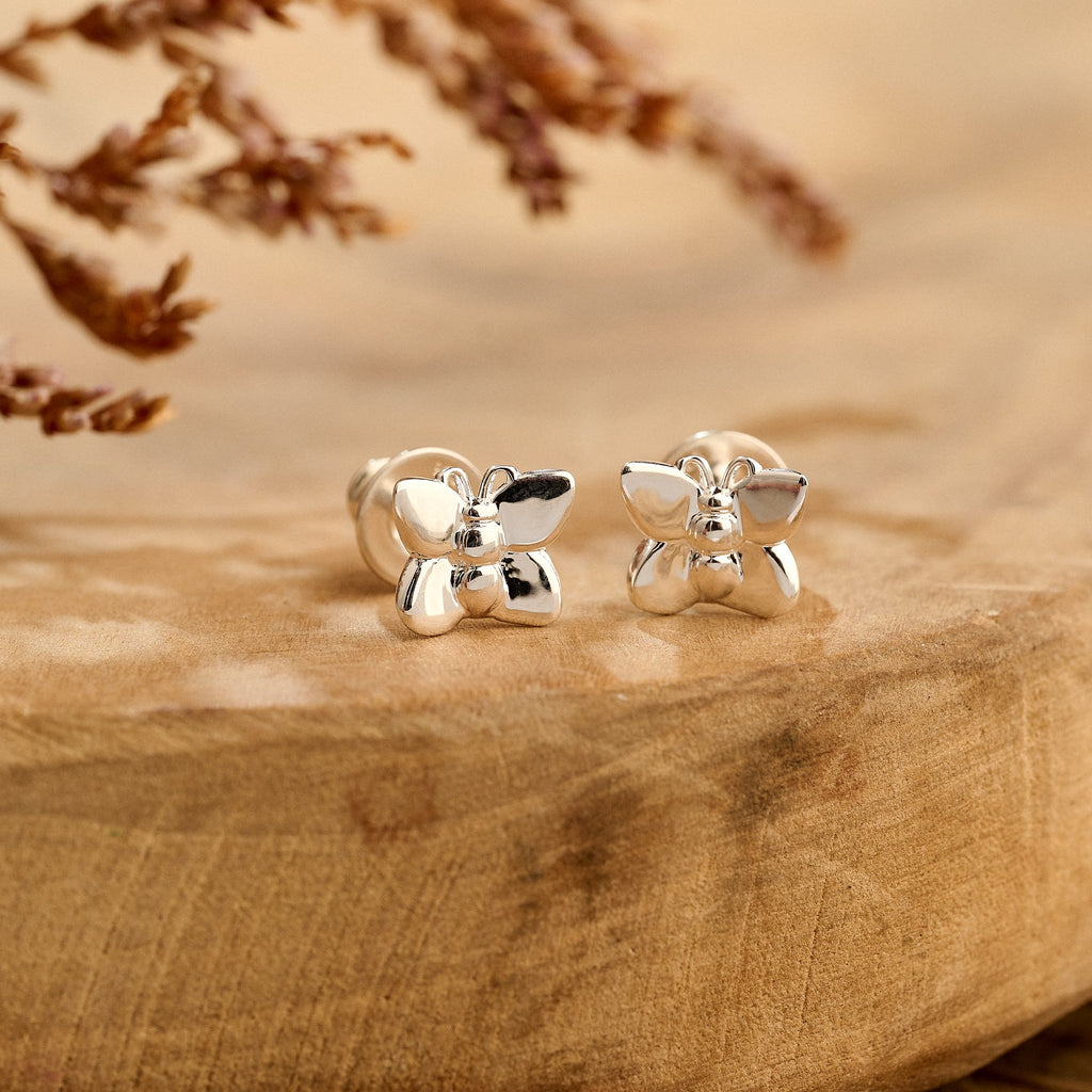 Flutterby' Silver Stud Earrings