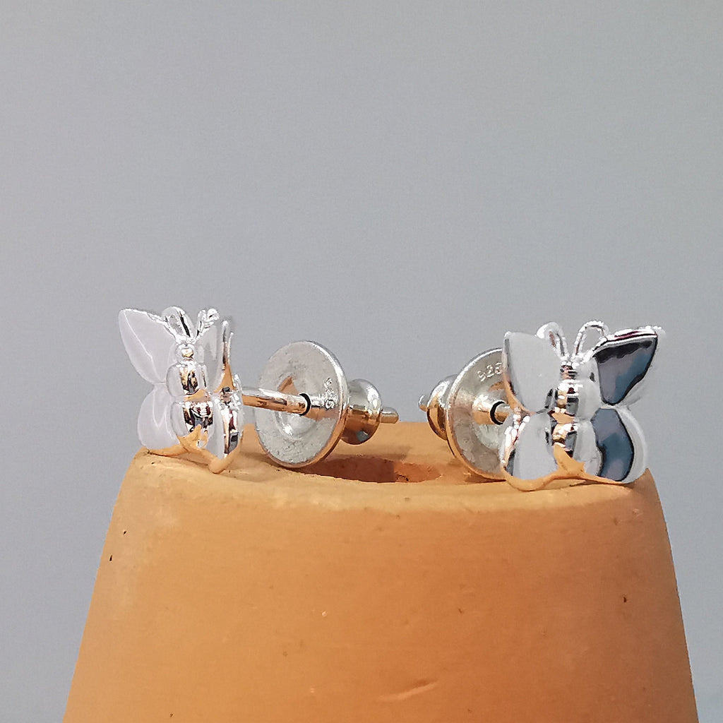 Flutterby' Silver Stud Earrings