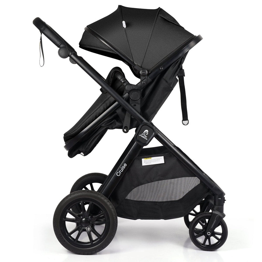 For Your Little One Cruise 3 In 1 Travel System With i-Size Car Seat - Eclipse Black (Free Cupholder / Seat Liner Included!)