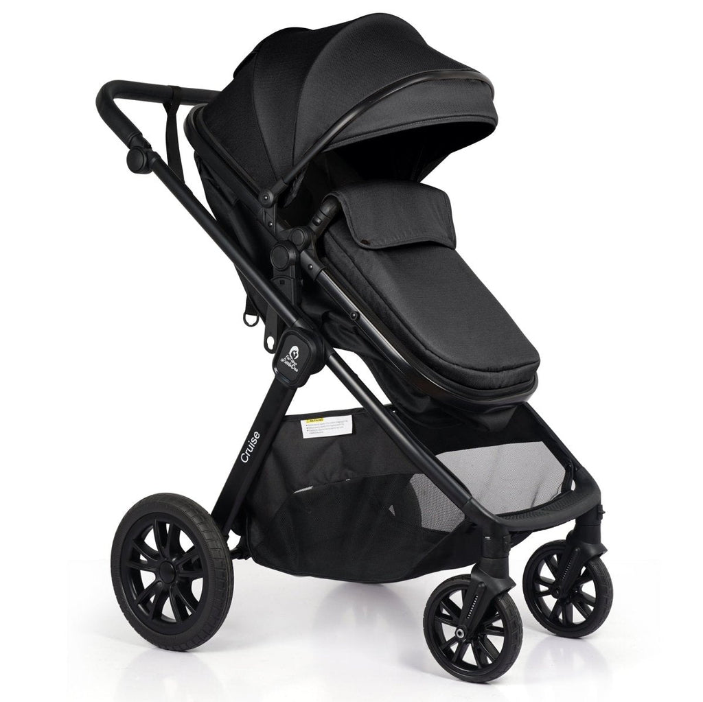 For Your Little One Cruise 3 In 1 Travel System With i-Size Car Seat - Eclipse Black (Free Cupholder / Seat Liner Included!)