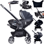 For Your Little One Qubi Infant Car Seat & Stroller 7 Piece Bundle - Eclipse Black