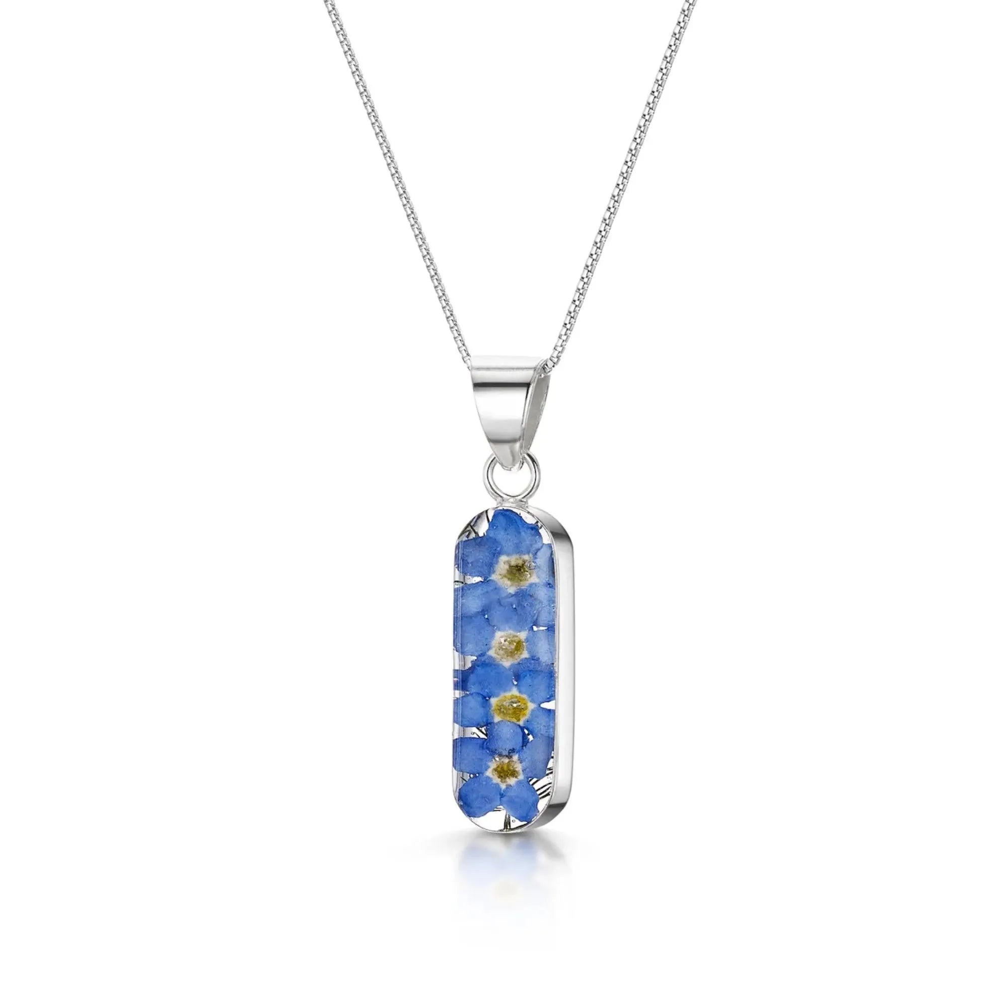 Forget-Me-Not Vertical Bar Pendant Necklace