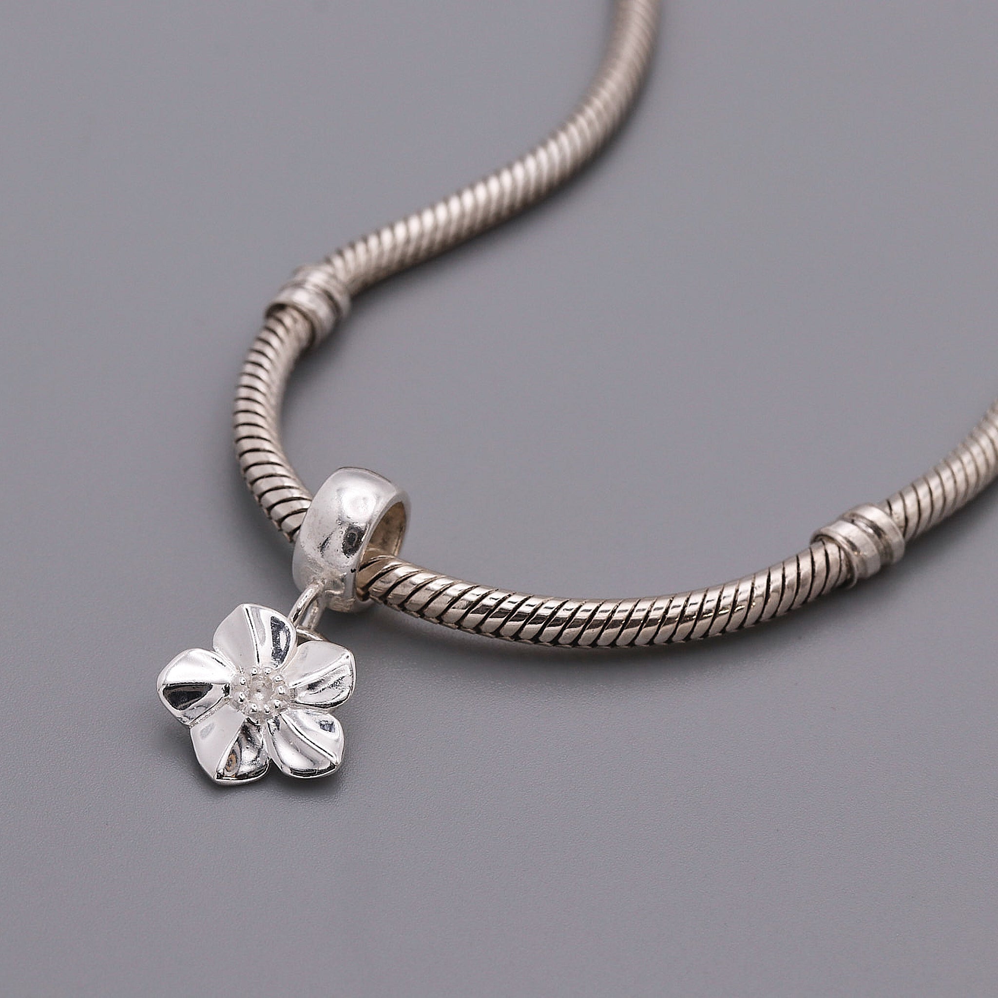 Forget-Me-Not Flower Personalised Silver Charm