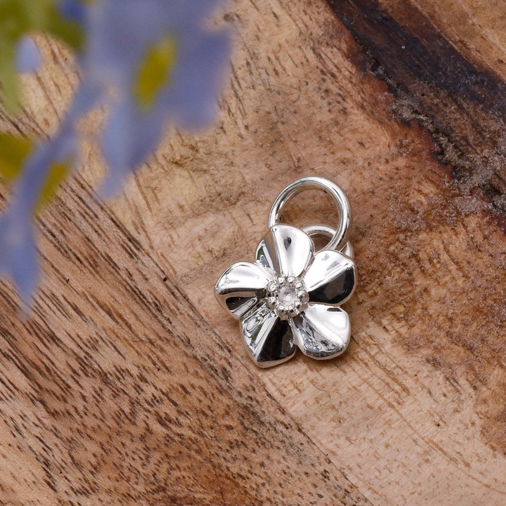 Forget-Me-Not Flower Personalised Silver Charm