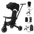 Foryourlittleone Xplor Ultimate 6 in 1 Foldable Trike - Jet Black (10m-5y)