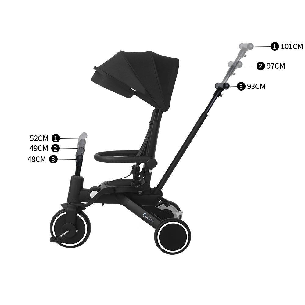 Foryourlittleone Xplor Plus 6 in 1 Foldable Trike - Jet Black (10m-5y)