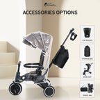 Foryourlittleone Xplor Ultimate 6 in 1 Foldable Trike - Jet Black (10m-5y)