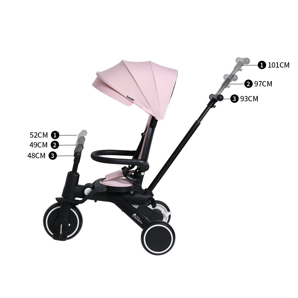 Foryourlittleone Xplor Ultimate 6 in 1 Foldable Trike - Pastel Pink (10m-5y)