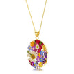 Mixed Flower Large Oval Pendant Necklace