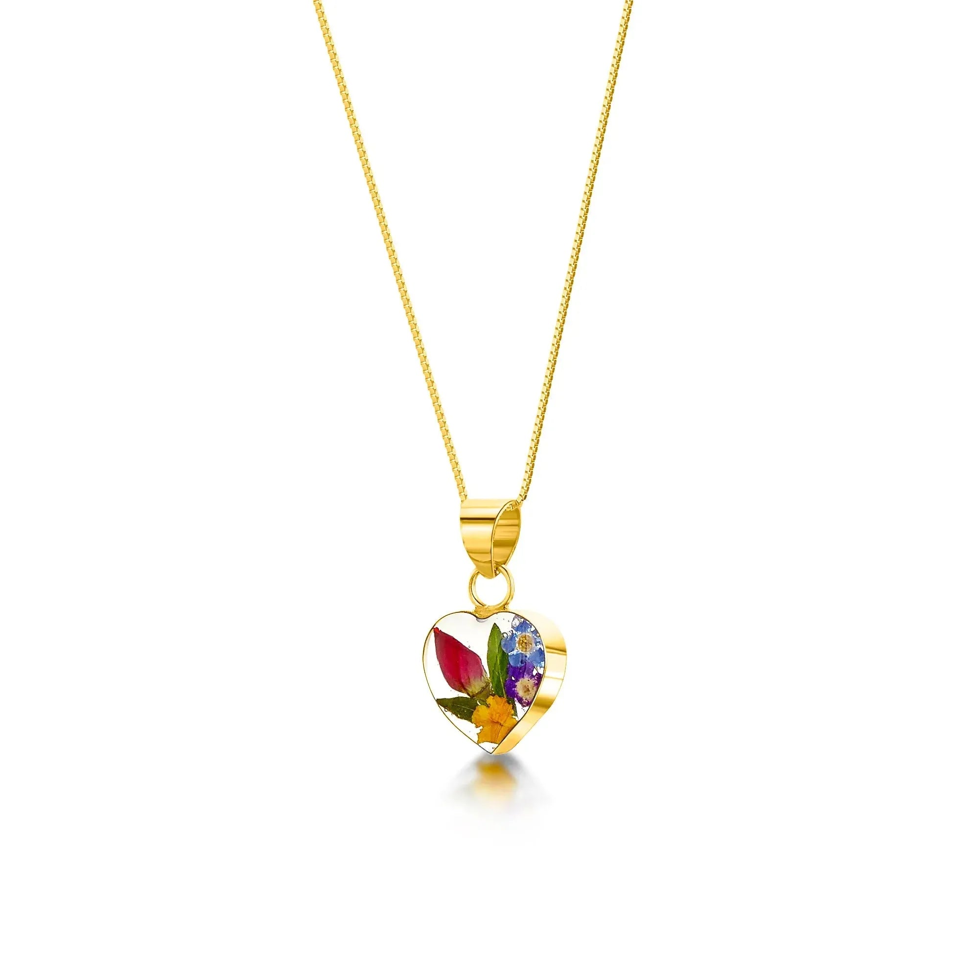 Mixed Flower Heart Pendant Necklace