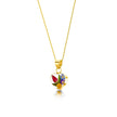 Mixed Flower Heart Pendant Necklace