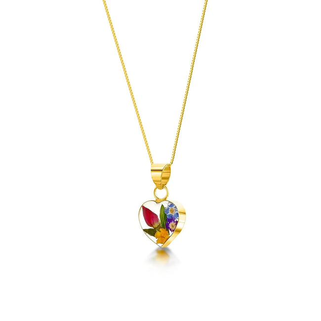 Mixed Flower Heart Pendant Necklace