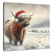 Highland Christmas Cow Watercolour Canvas