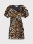 Mini šaty GANNI z řasené síťoviny s leopardím vzorem
