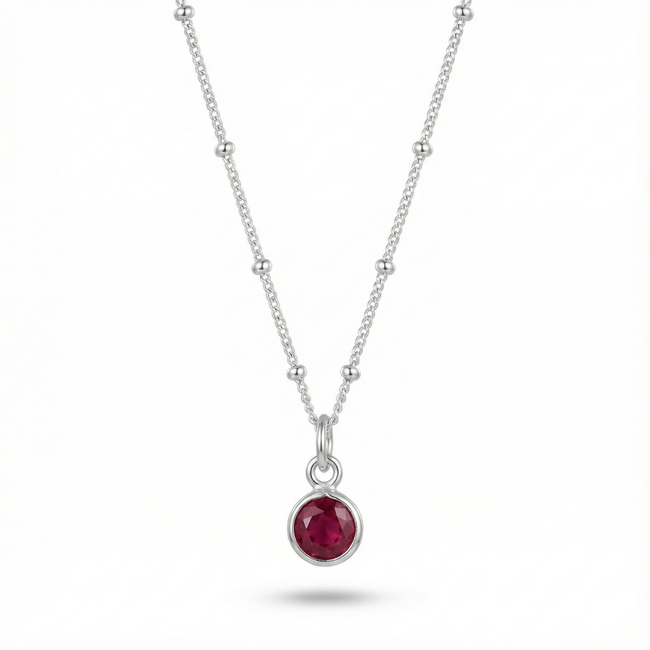 Sterling Silver Garnet Pendant Necklace