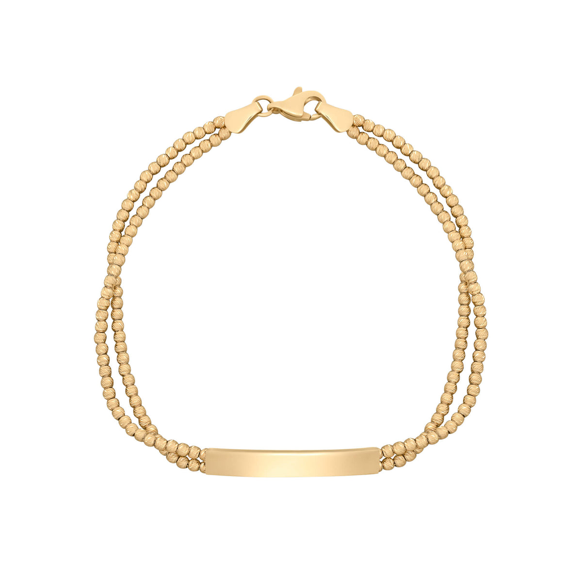 Elements Gold ID Bar Double Bead Chain Bracelet