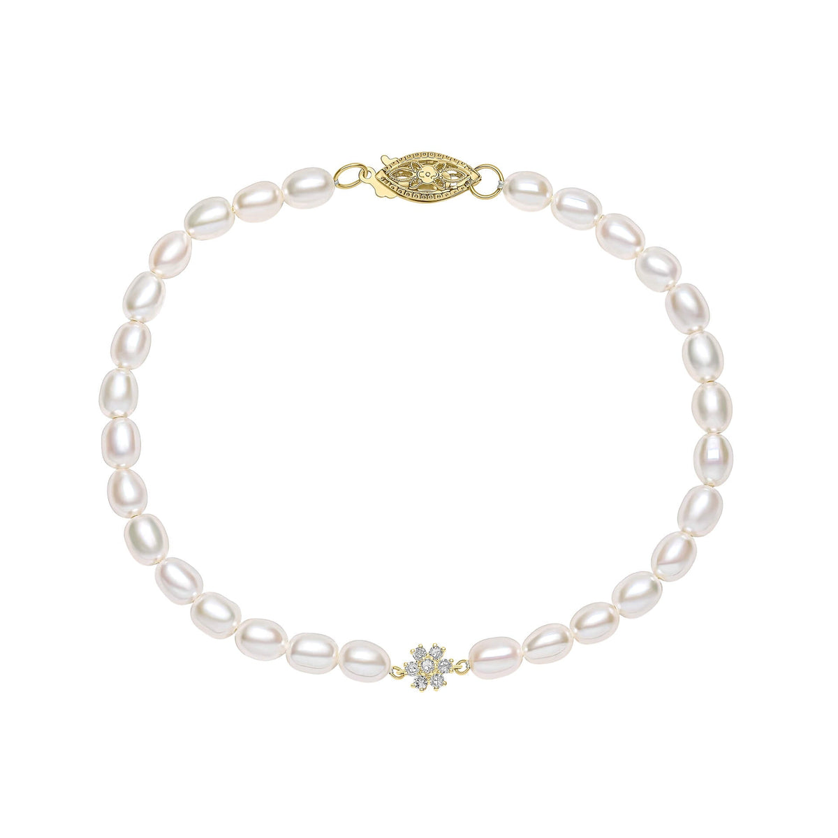 Elements Gold Seed Pearl and Flower Bracelet
