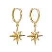 Elements Gold Starburst Charm Hoop Earrings