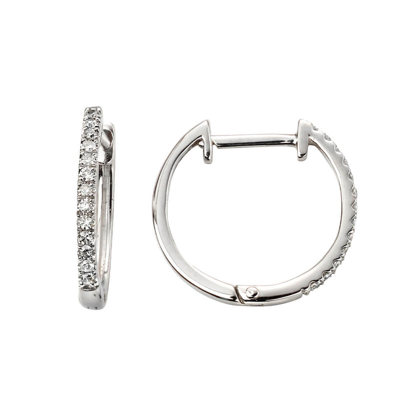 Pendientes de aro Huggie Elements Gold con pavé de diamantes