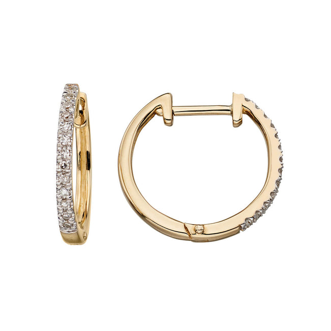 Pendientes de aro Huggie Elements Gold con pavé de diamantes