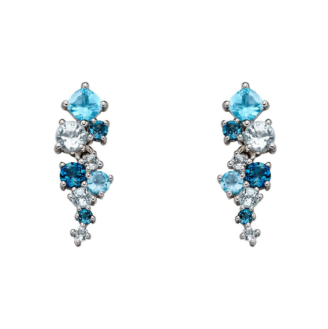 Elements Gold Scatter Earrings with Blue Topaz
