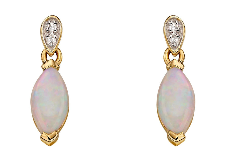 Elements Gold Opal Drop Earrings with Diamond