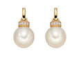 Elements Gold Freshwater Pearl Earrings with Diamond Set Top