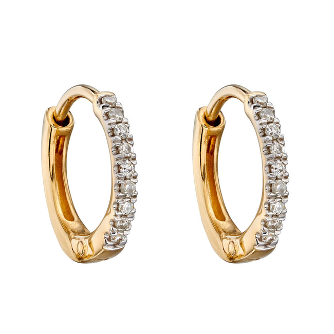 Pendientes de aro de oro Elements con diamantes pavé