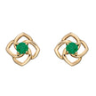 Elements Gold Cut Out Flower Stud Earrings with Emerald