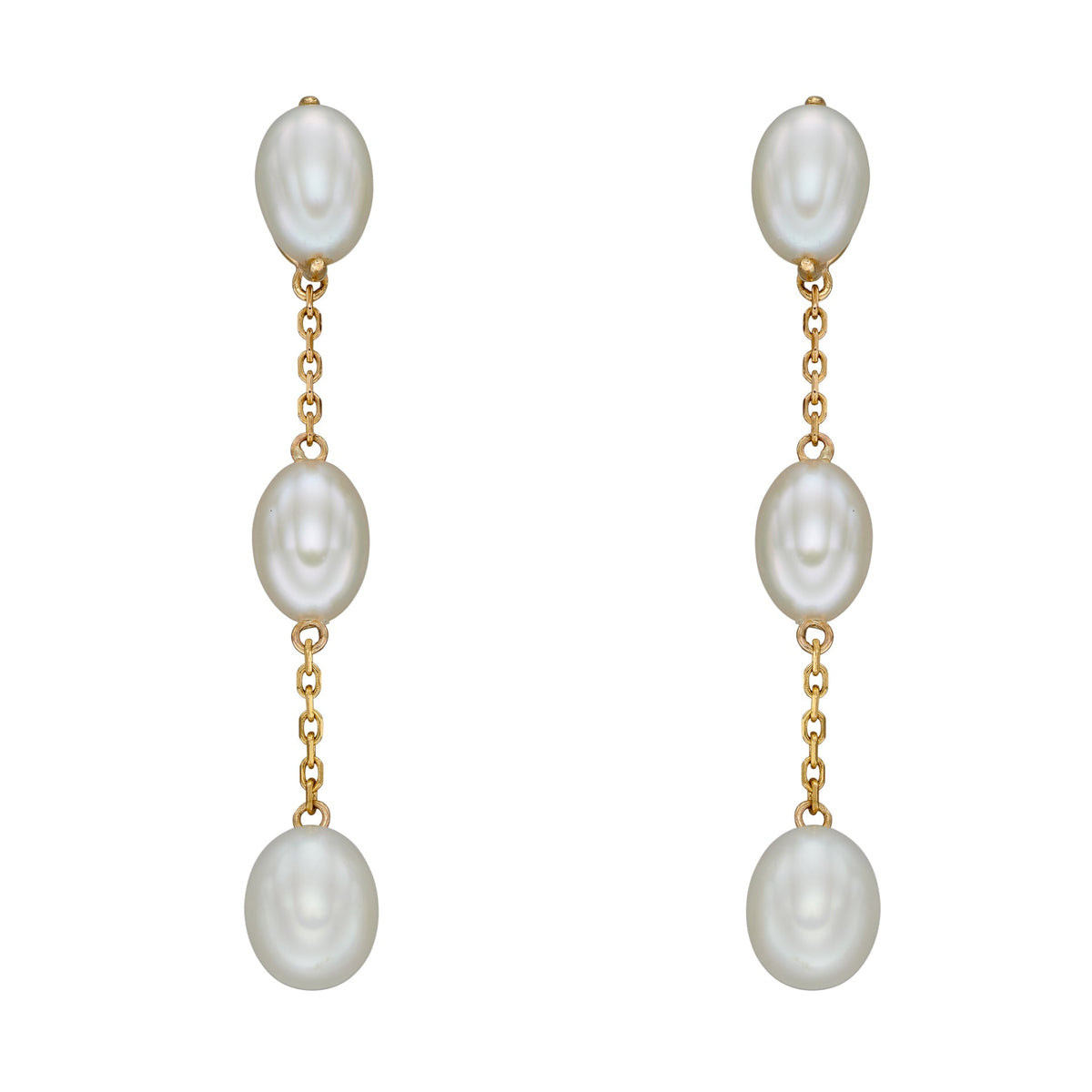 Elements Gold Freshwater Pearl Tier Drop Earrings