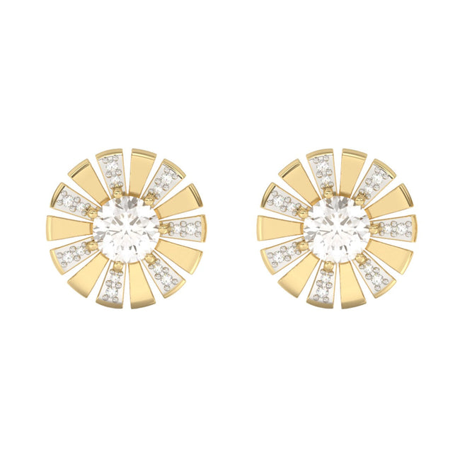 Elements Gold Sunray Earrings with White Topaz and Diamond
