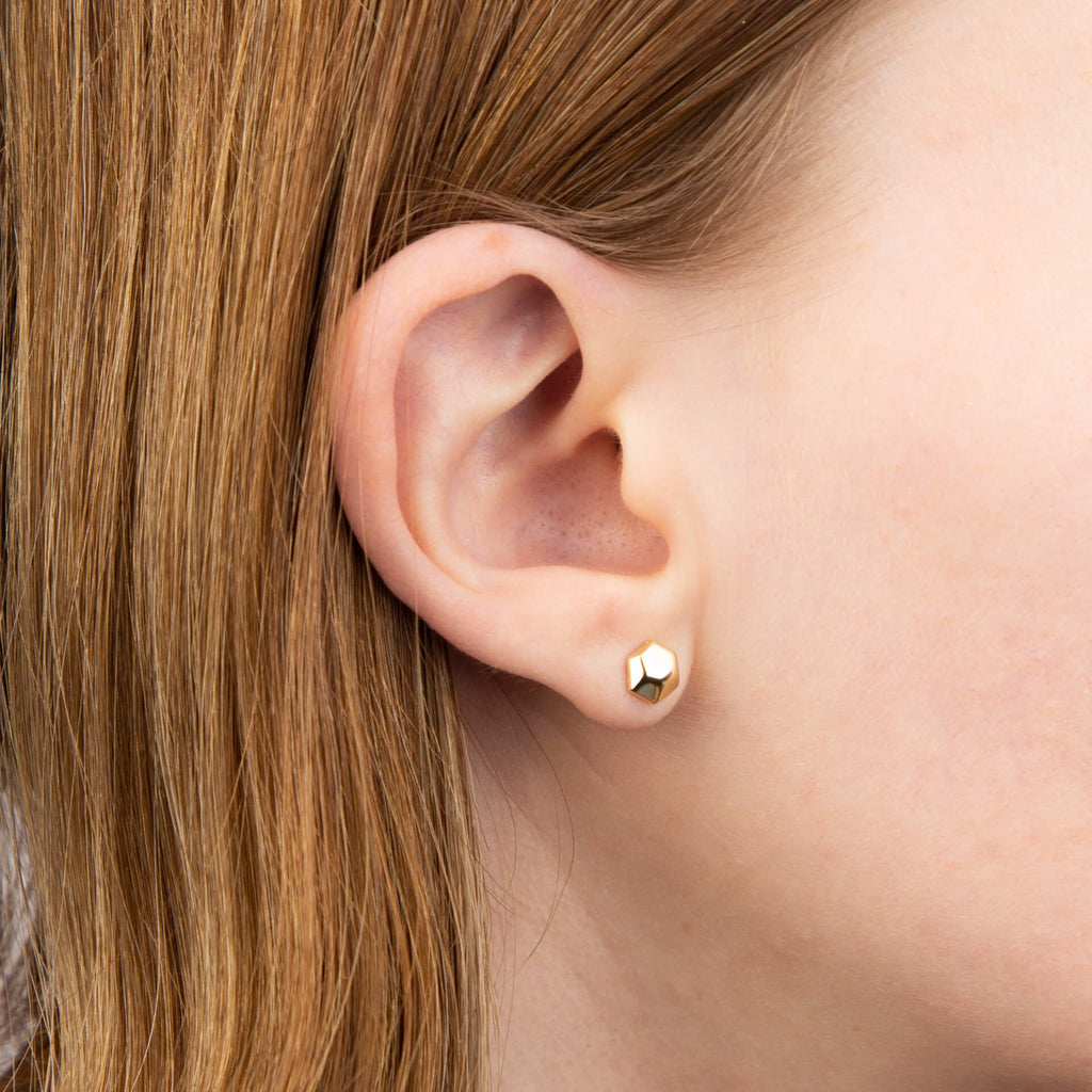 Elements Gold Hexagon-Ohrstecker